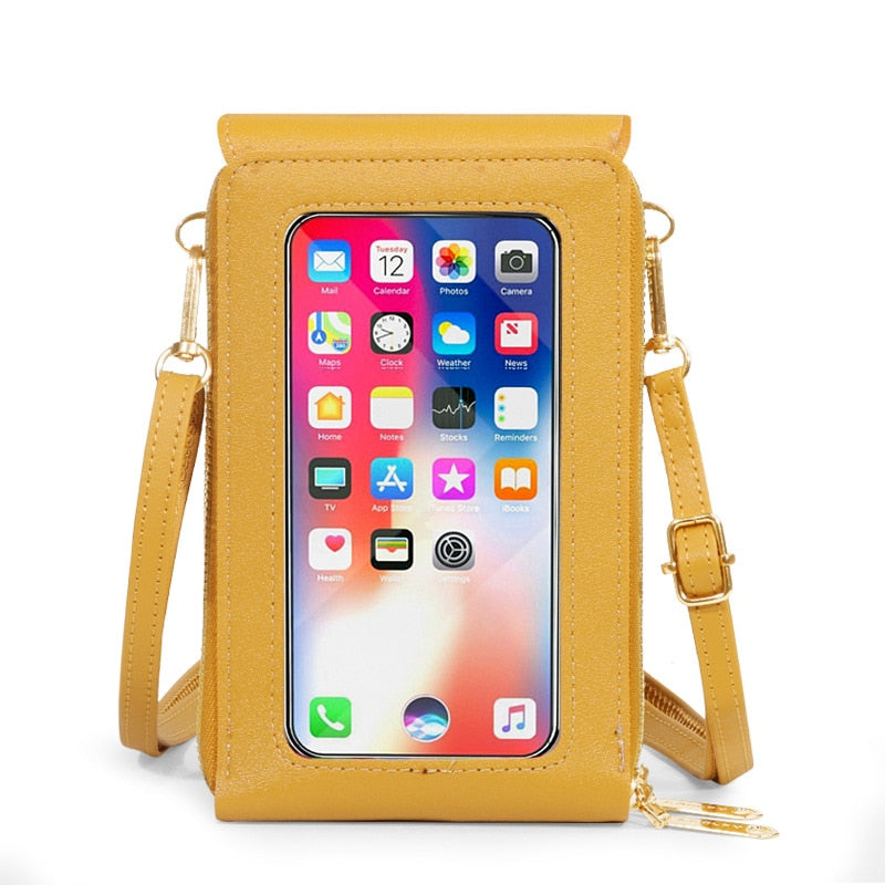 See-Through Mobile Phone Touchscreen Purse Cell Phone Case Clutch Clear Screen Crossbody Shoulder Bag