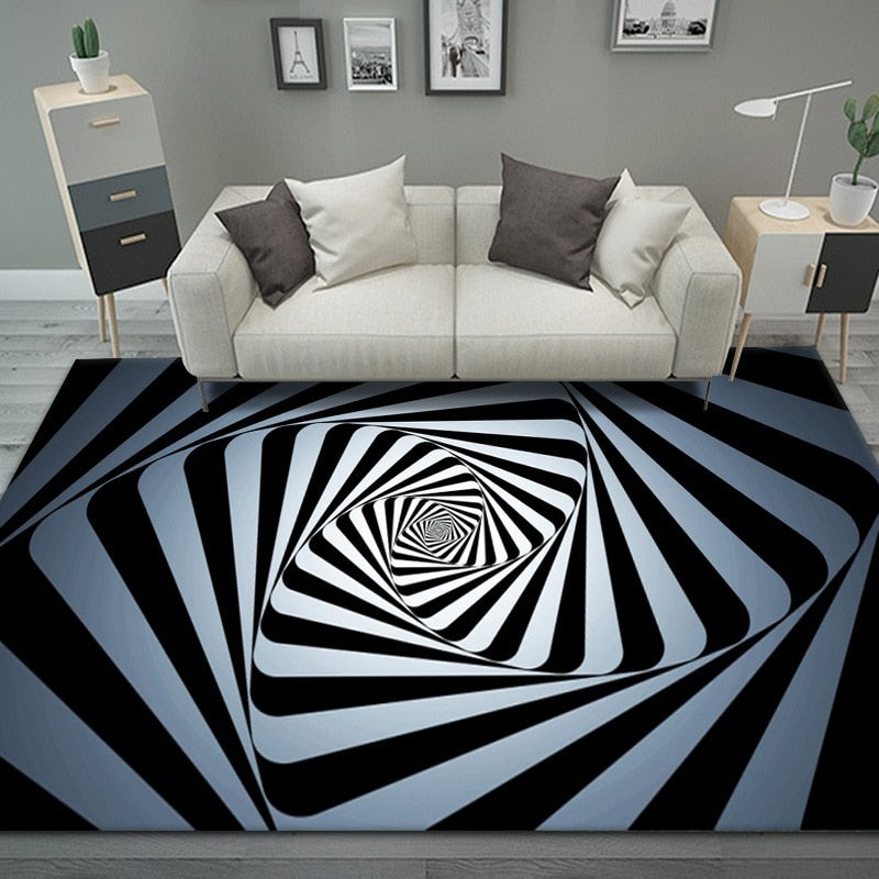 Trippy Optical Illusion 3D Vortex Mat Printed Rug Home Floor Carpet
