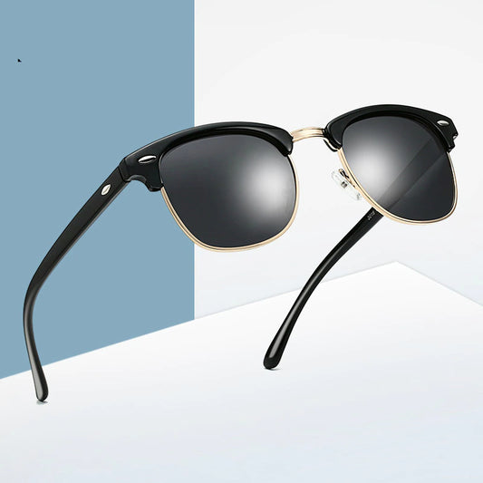 Semi-Rimless Classic Sunglasses Vintage Hollywood Movie Star Look