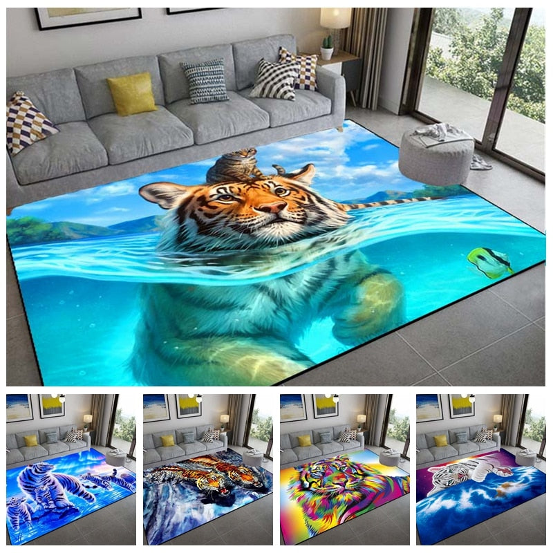 Leopard Tiger Print Rugs Jungle Cat Carpets Mats