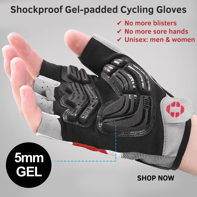 Cycling Gym Workout Half-finger Gloves With Shock-Absorbing Gel Palm Pads
