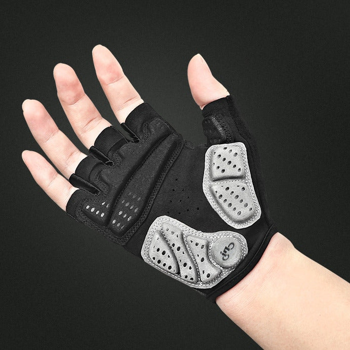 Cycling Gym Workout Half-finger Gloves With Shock-Absorbing Gel Palm Pads