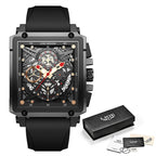 Skeleton See-Through Square Face Luxe Watch