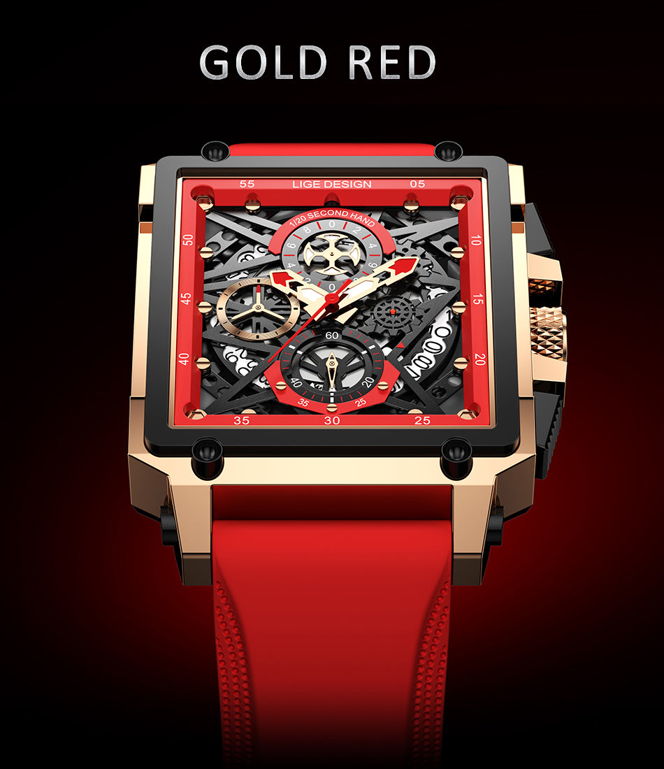 Skeleton See-Through Square Face Luxe Watch