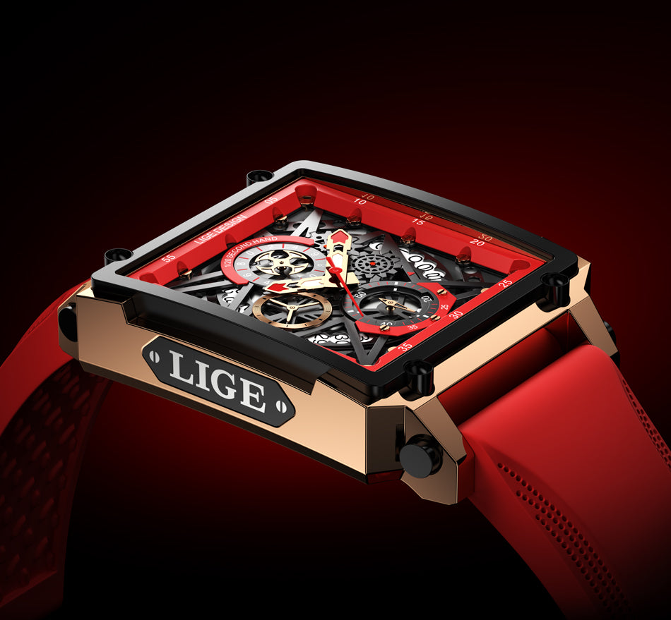 Skeleton See-Through Square Face Luxe Watch