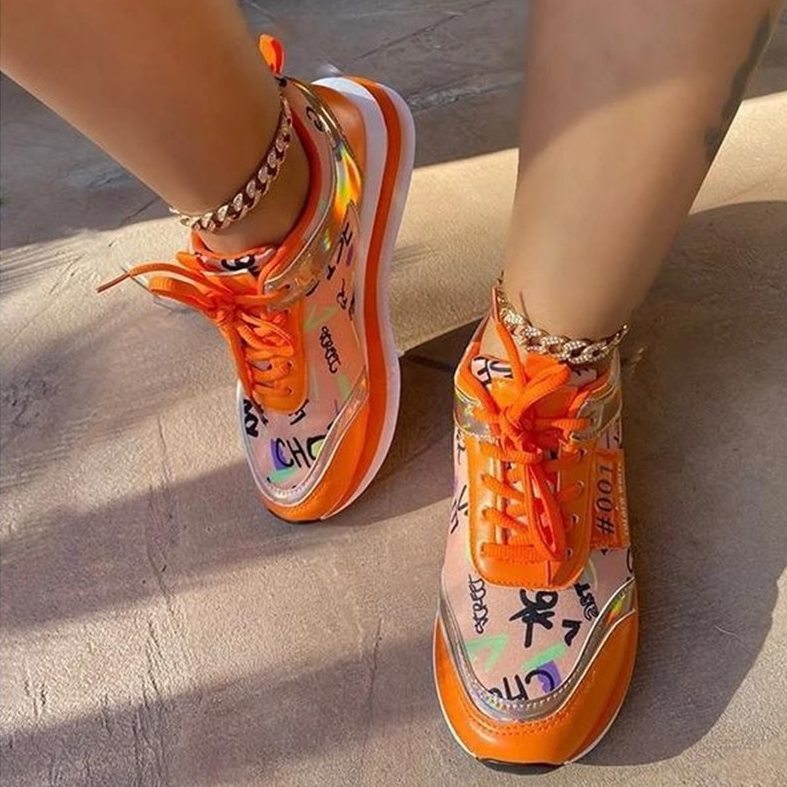 K Pop Sneakers Trendy Graffiti Casual Women's Streetwear