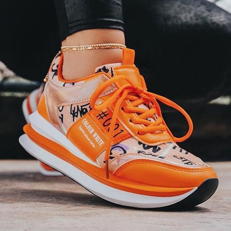 K Pop Sneakers Trendy Graffiti Casual Women's Streetwear