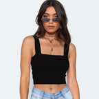 Square Neck Crop Top Women's Cami Tank Cropped Style Singlet Top