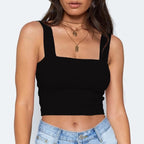 Square Neck Crop Top Women's Cami Tank Cropped Style Singlet Top