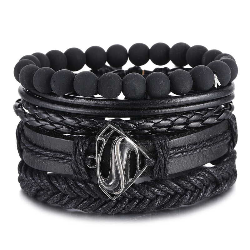 Stacked Bracelet Bangle Chunky Leather