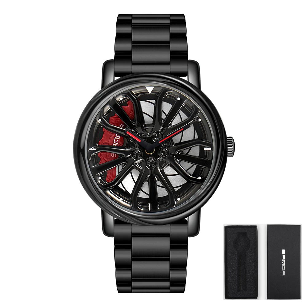 Motoring Spinning Dials Skeleton Watch Mag Wheels Racing Car Design