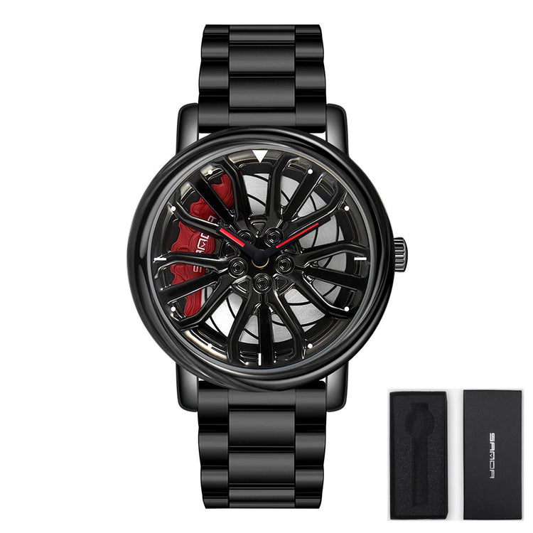 Racing Car Spinning Mag Wheel Dials Watch With Rotating Dial