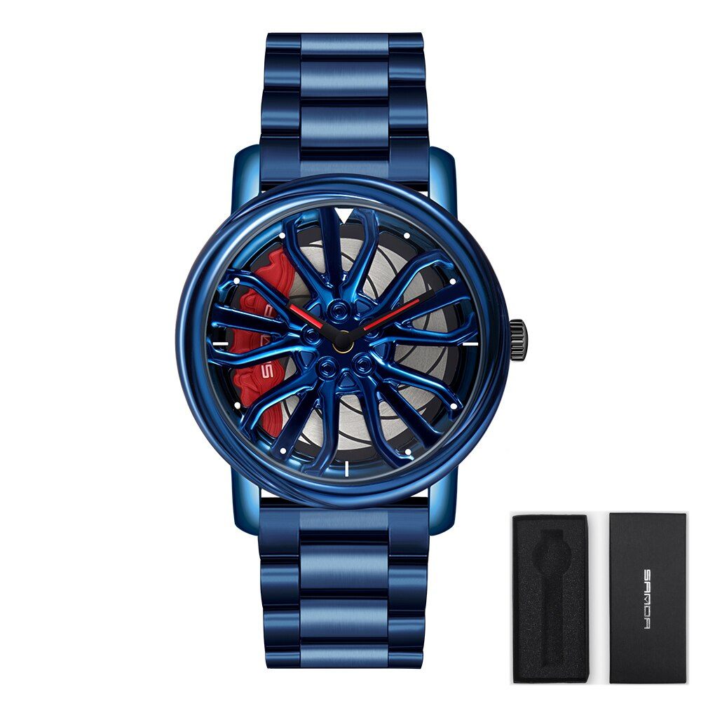 Motoring Spinning Dials Skeleton Watch Mag Wheels Racing Car Design