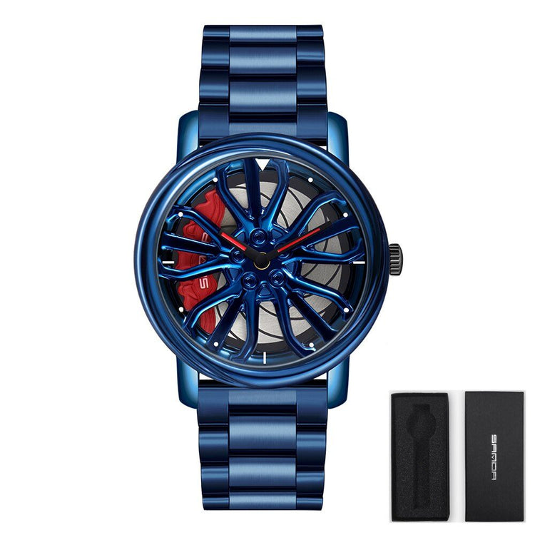 Racing Car Spinning Mag Wheel Dials Watch With Rotating Dial