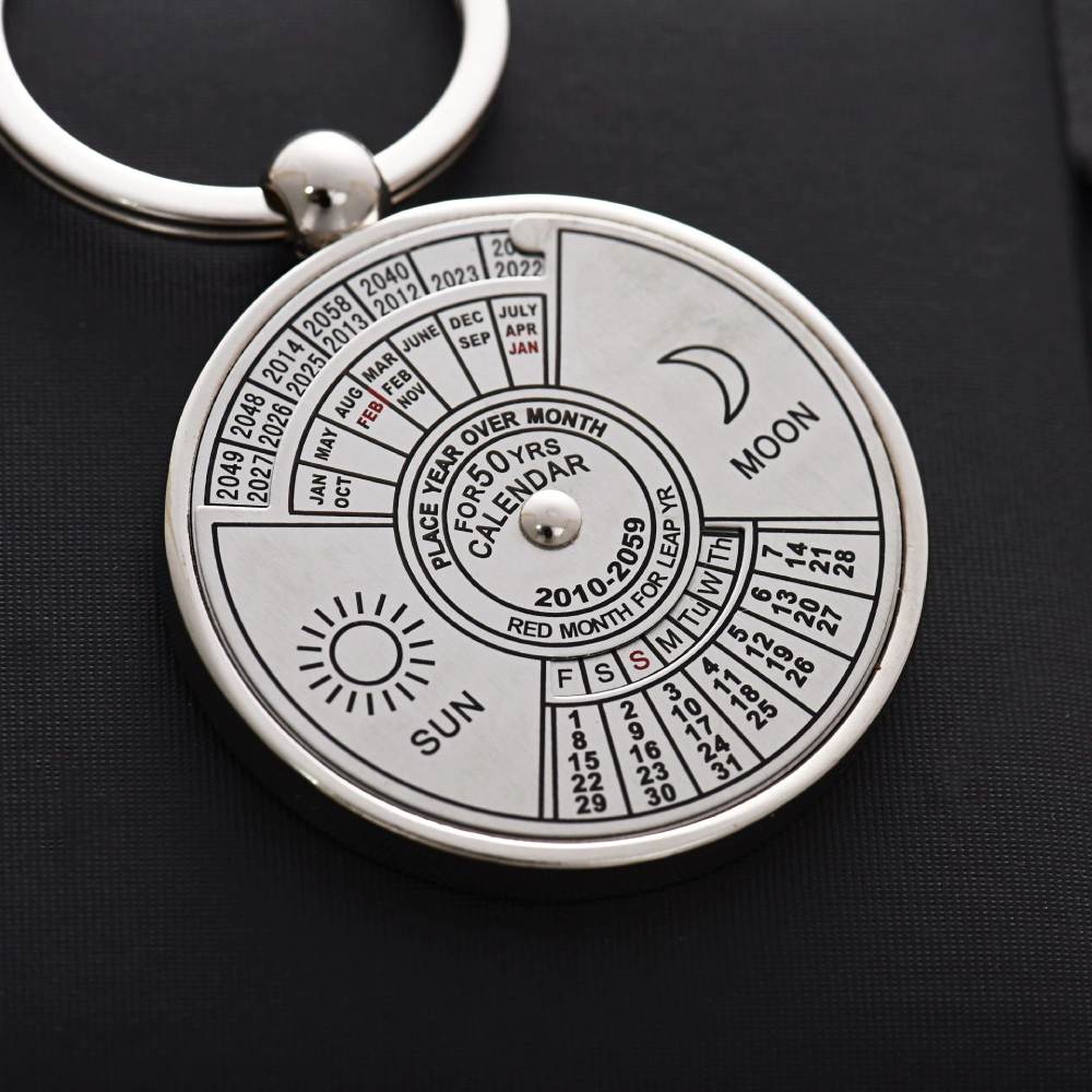 Keychain Perpetual Calendar Zodiac Planets Astrology Keyfob