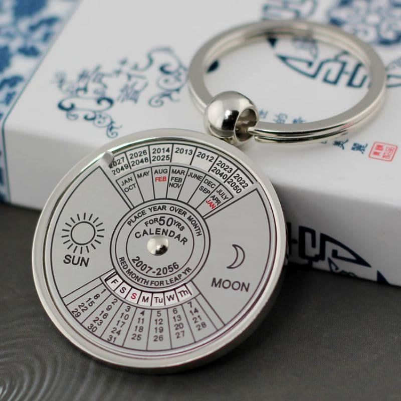 Keychain Perpetual Calendar Zodiac Planets Astrology Keyfob
