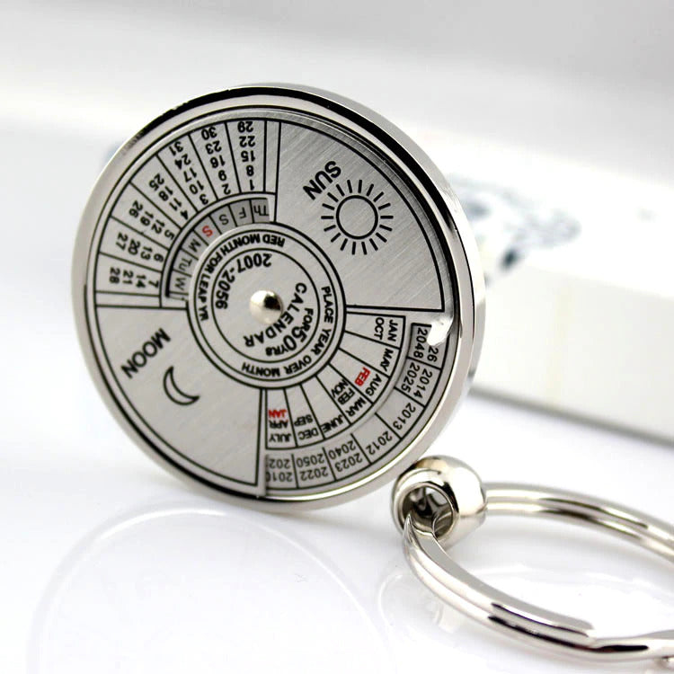 Keychain Perpetual Calendar Zodiac Planets Astrology Keyfob