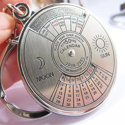 Keychain Perpetual Calendar Zodiac Planets Astrology Keyfob
