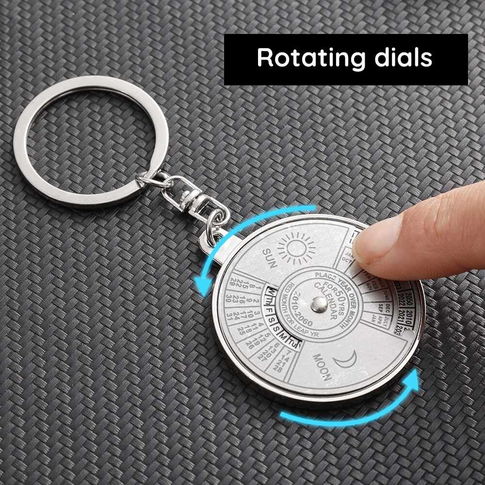 Keychain Perpetual Calendar Zodiac Planets Astrology Keyfob