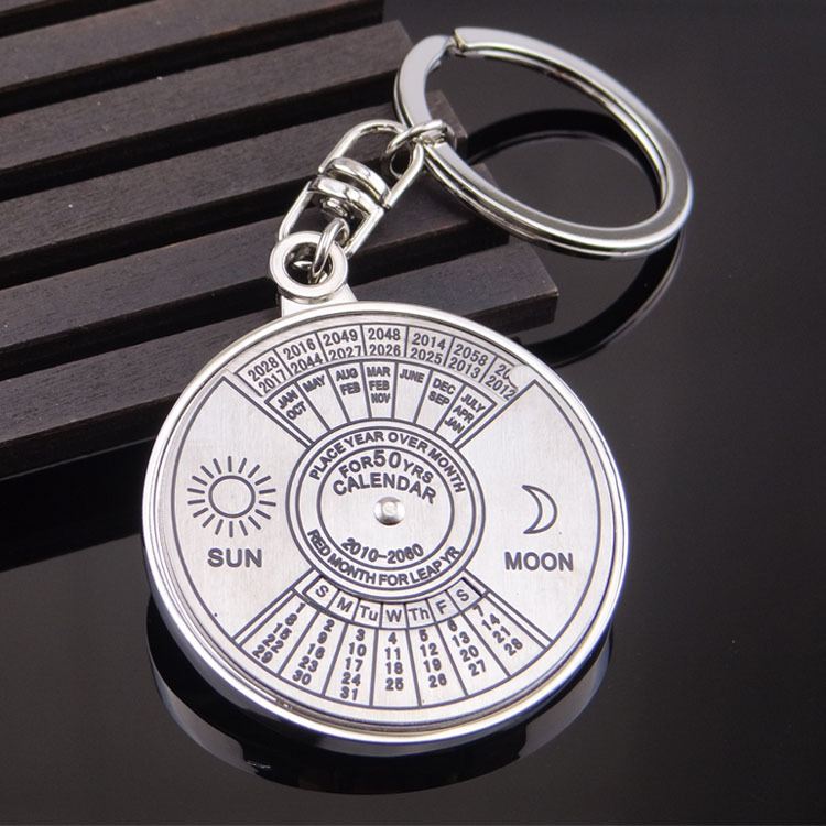 Keychain Perpetual Calendar Zodiac Planets Astrology Keyfob