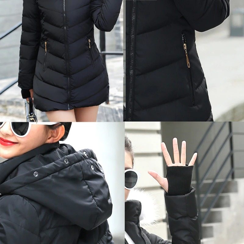 Long Puffer Parker Jacket Coat With Detachable Hood