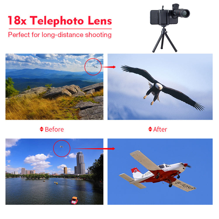 Long Distance Mobile Phone Photography Telescopic Zoom 18X Photos Telescope Smartphone Telephoto Lens With Tripod