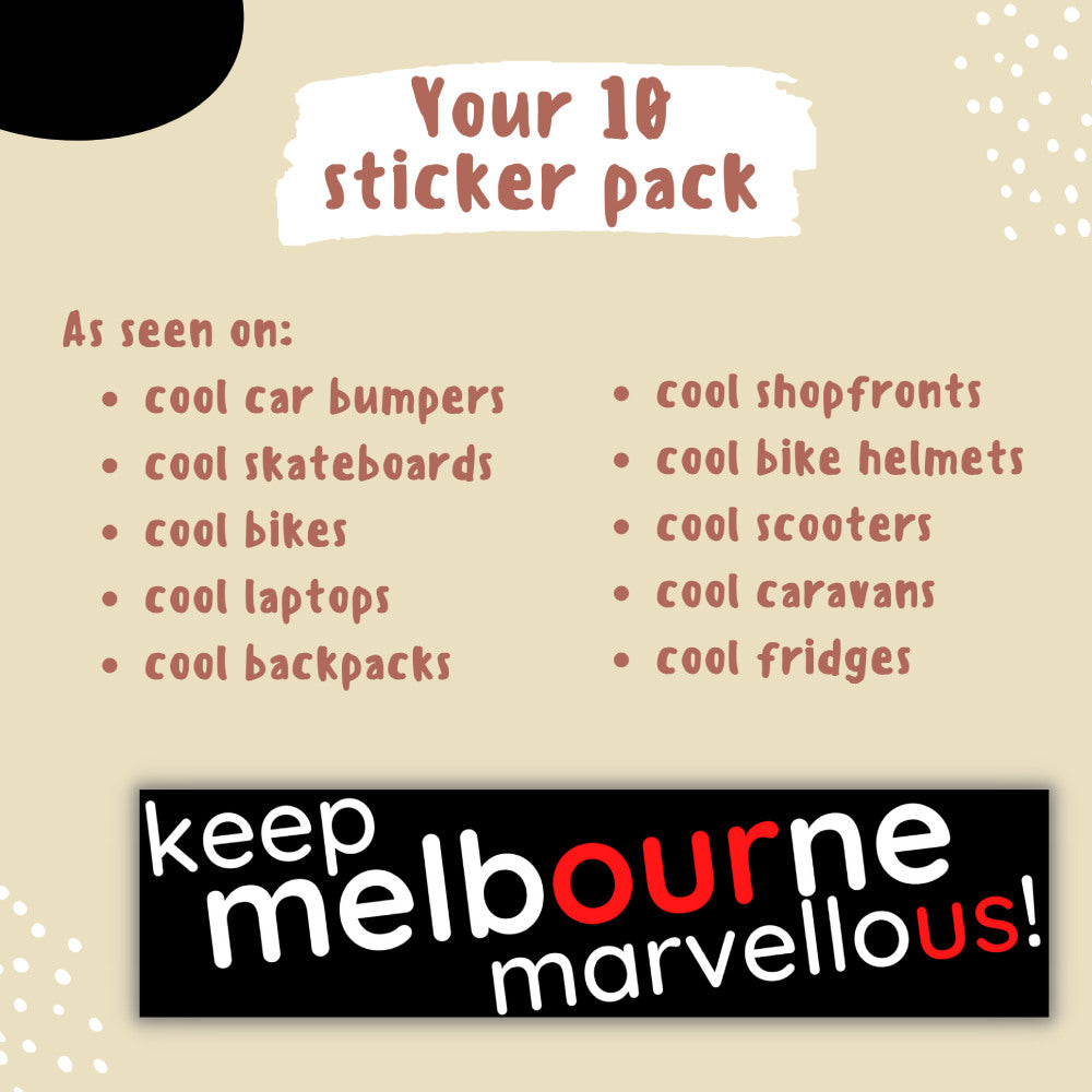 Keep Melbourne Marvellous! - Bumper Stickers Black Background, 20cm x 5cm