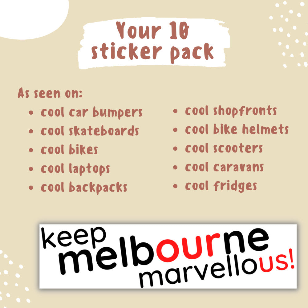 Keep Melbourne Marvellous! Bumper Laptop Stickers - White Background, 20cm x 5cm