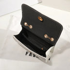 V Design Clutch Handbag With Shoulder Strap Gold Hardware