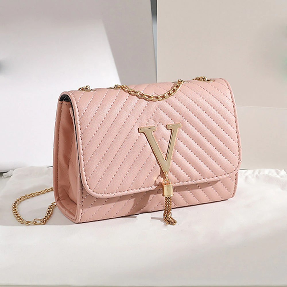 V Design Crossbody Bag Clutch Handbag With Shoulder Strap