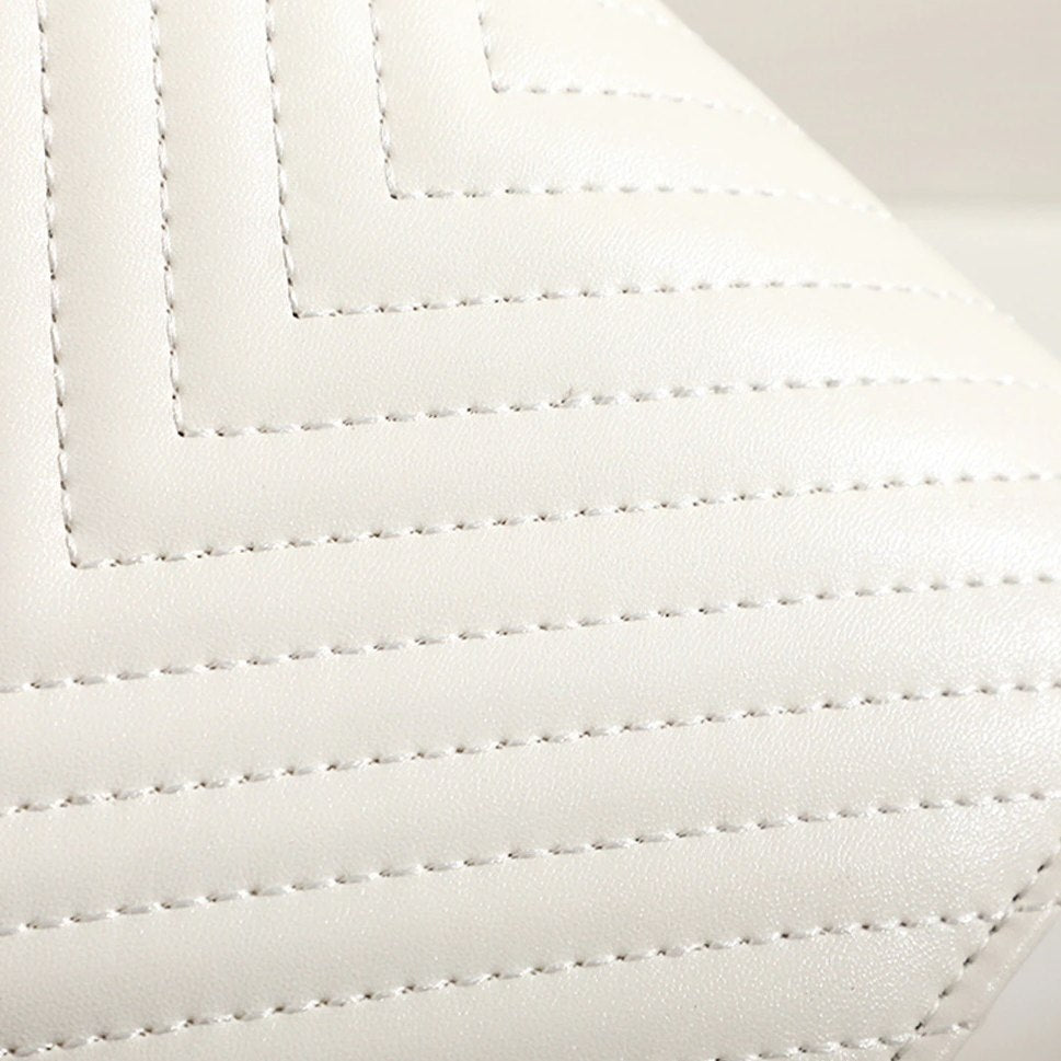 V Design Clutch Handbag With Shoulder Strap Gold Hardware