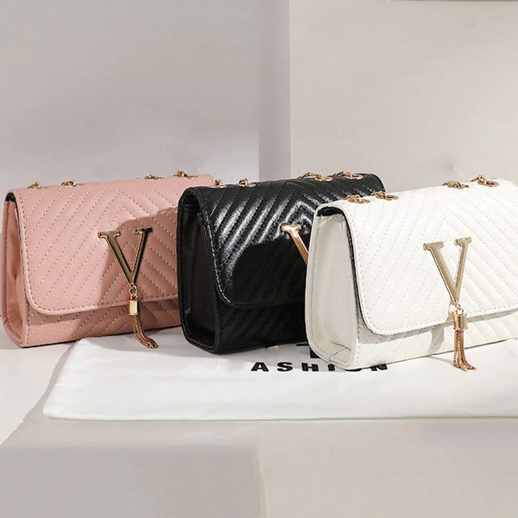 V Design Crossbody Bag Clutch Handbag With Shoulder Strap