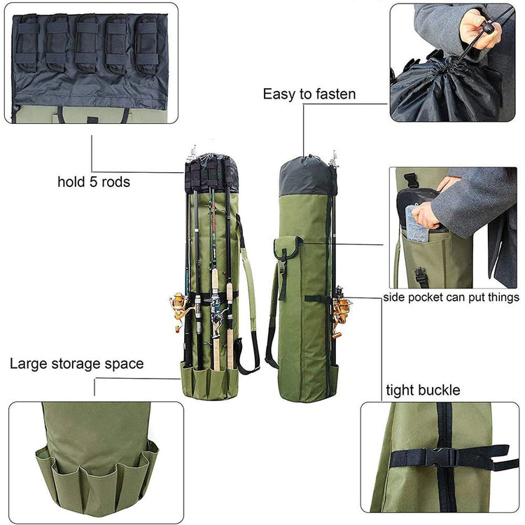 Fishing Rod Case Carry Bag Equipment Storage Holder