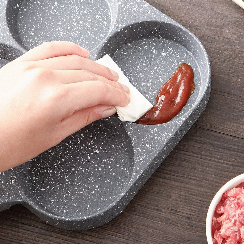 Quad Frying Pan Four-Hole Eggs and Pancakes Kitchen Cooking Skillet