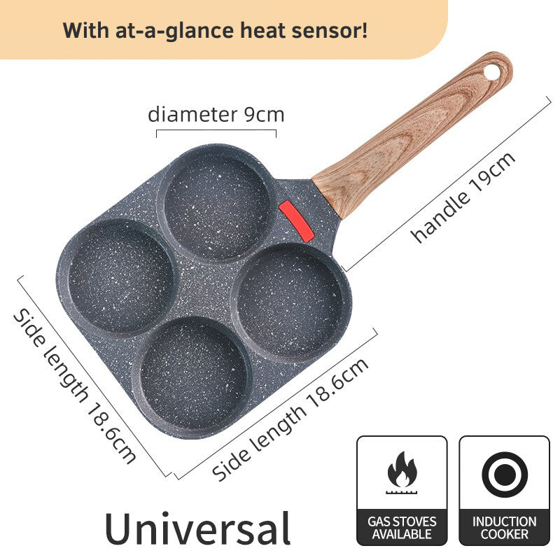 Quad Frying Pan Four-Hole Eggs and Pancakes Kitchen Cooking Skillet