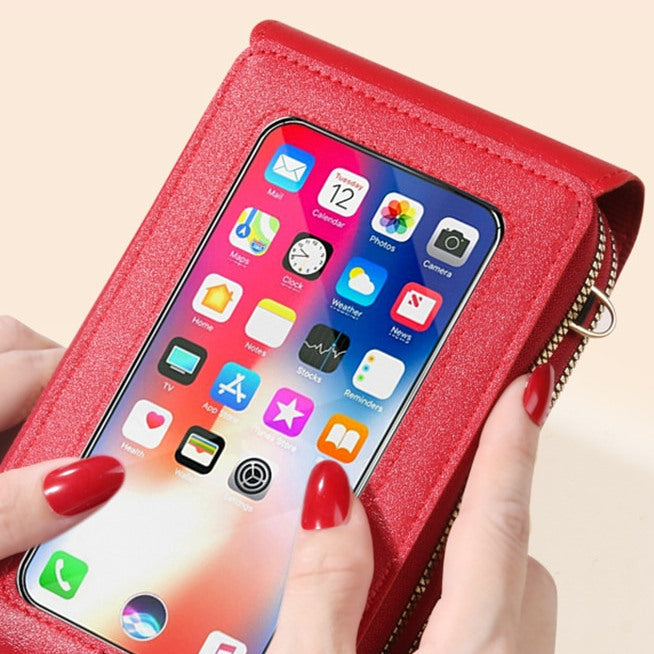 See-Through Mobile Phone Touchscreen Purse Cell Phone Case Clutch Clear Screen Crossbody Shoulder Bag