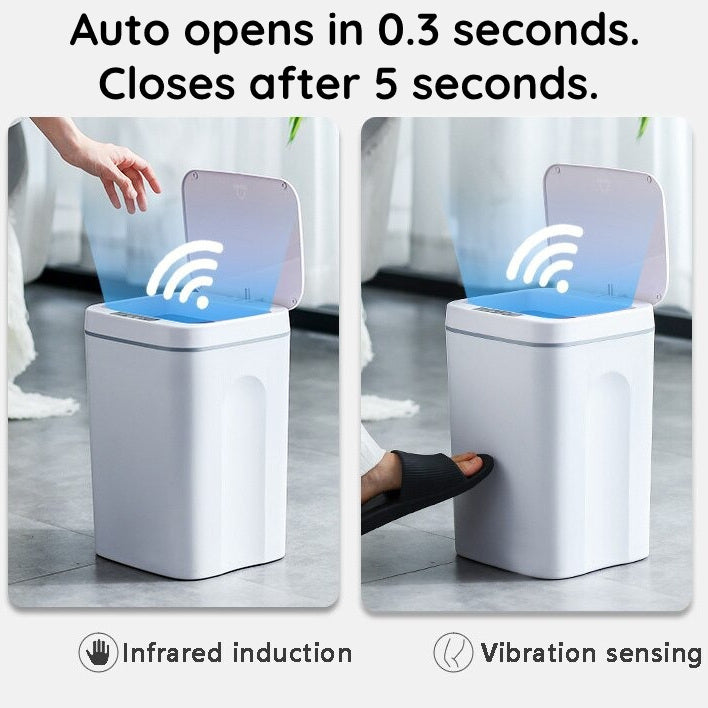 Automatic Lid Open Rubbish Bin Touchless Hands-Free Trash Can Rechargeable