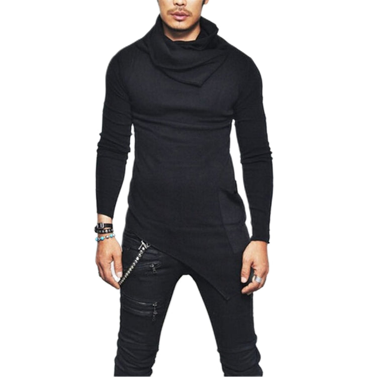 Men's Turtleneck Fashion Hoodie Top With Unbalanced Hem