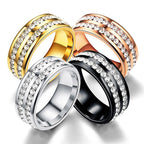 Double Row Ring Inlaid Stainless Steel Finger Two Rows Ring Jewelry Unisex Design