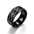 Double Row Ring Inlaid Stainless Steel Finger Two Rows Ring Jewelry Unisex Design