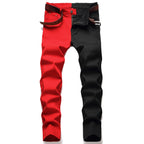 Denim Rockstar Patchwork Different Colour Party Pants Two-Tone