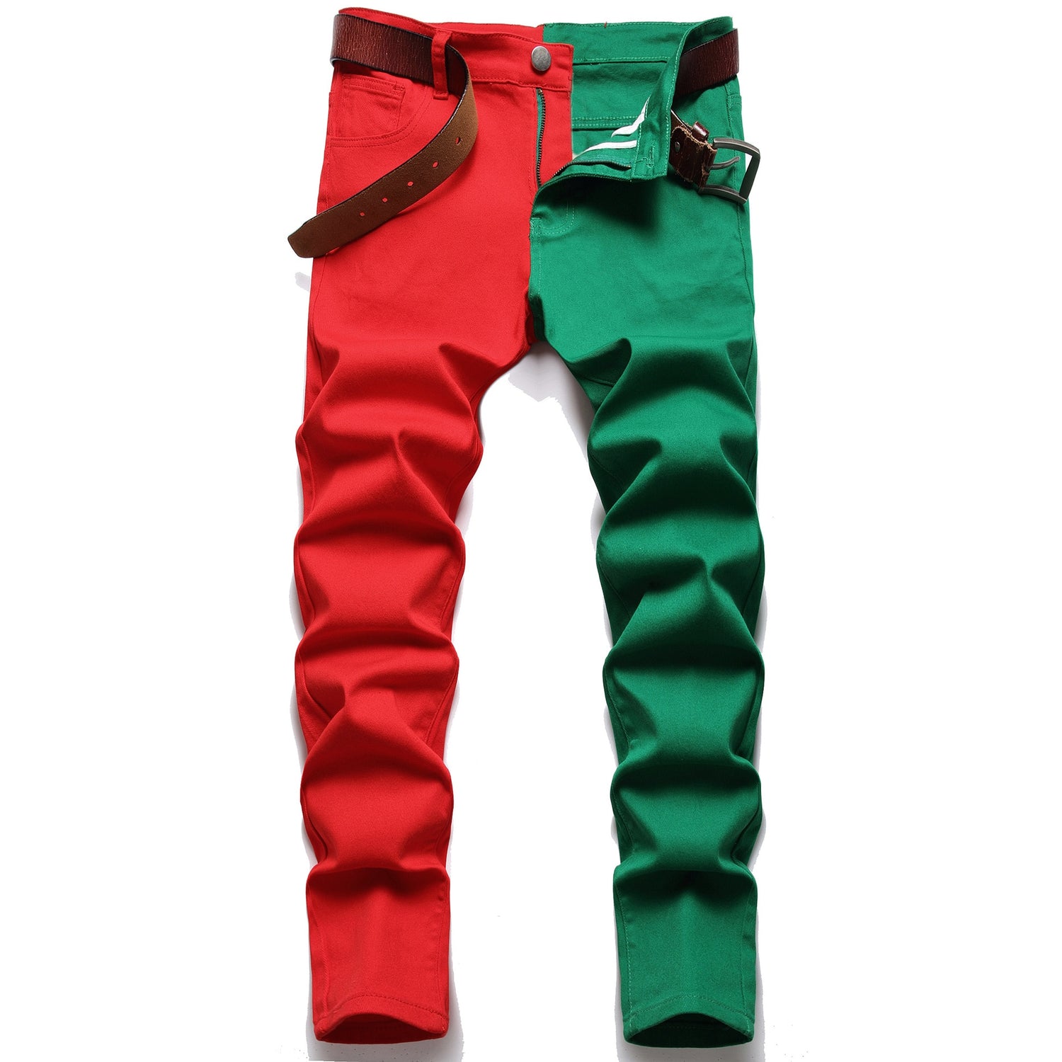 Two-Tone Denim Rockstar Patchwork Different Coloured Party Pants