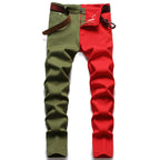 Denim Rockstar Patchwork Different Colour Party Pants Two-Tone