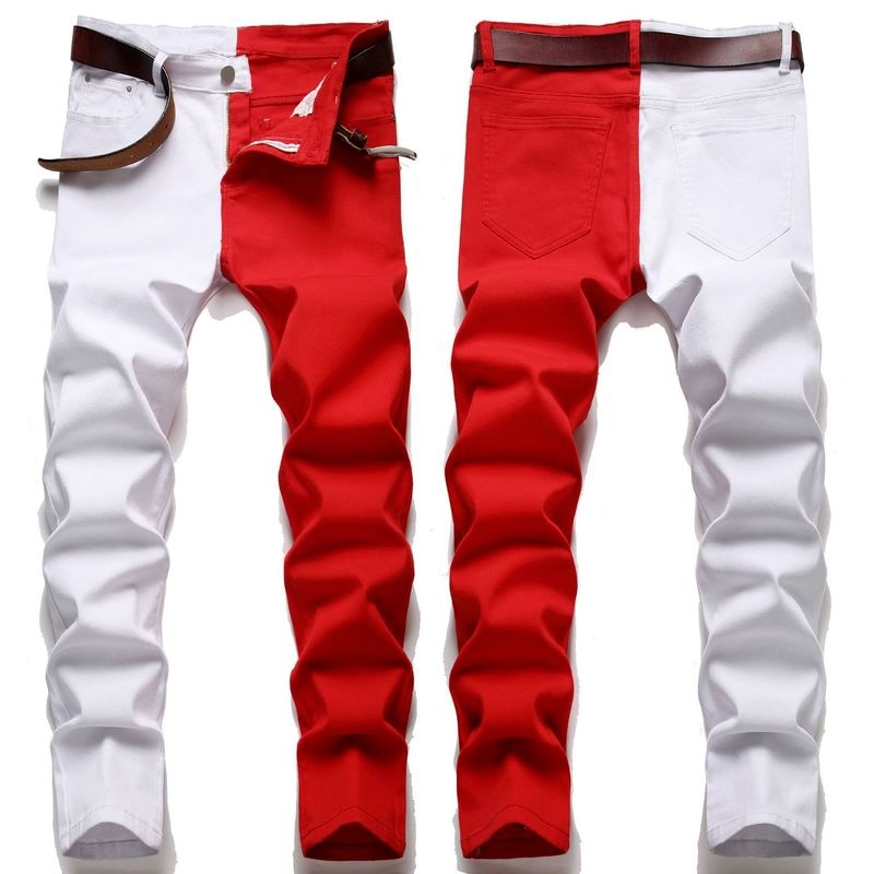 Two-Tone Denim Rockstar Patchwork Different Coloured Party Pants