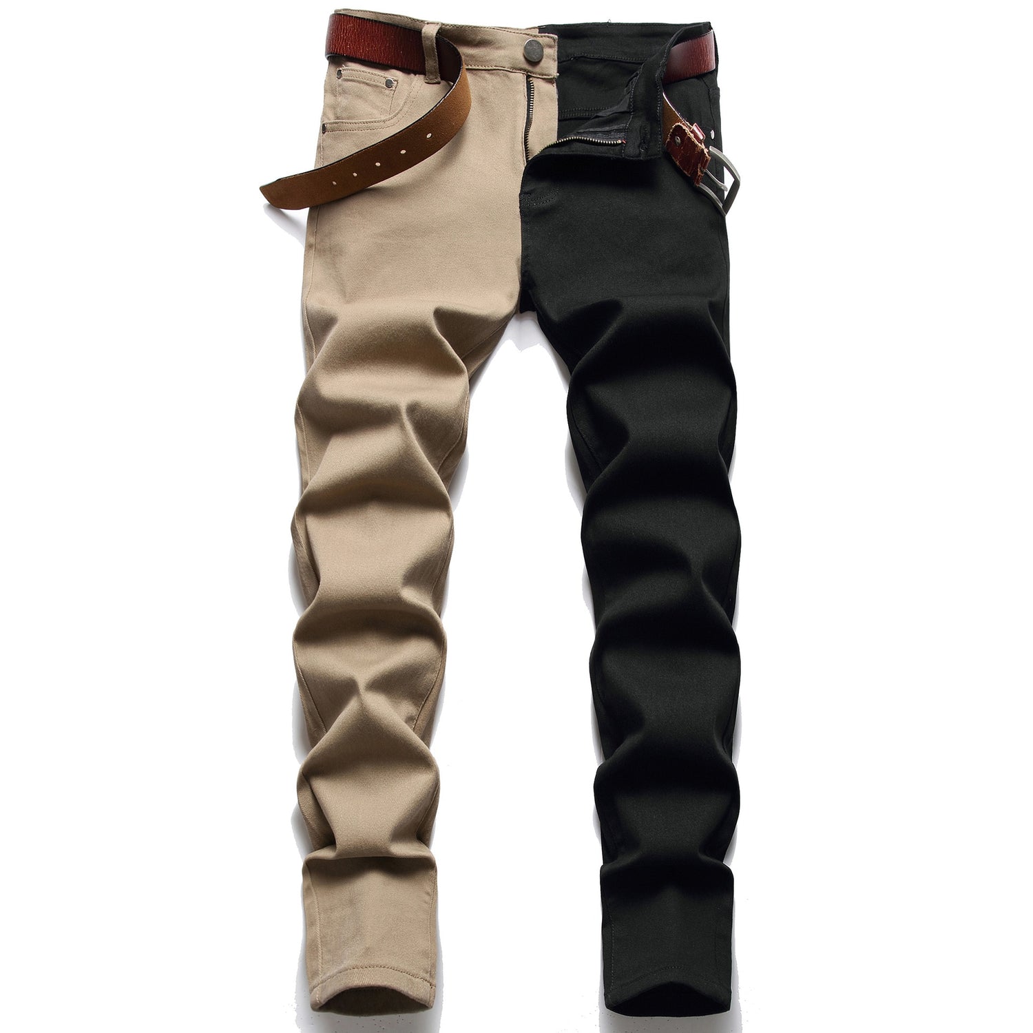 Two-Tone Denim Rockstar Patchwork Different Coloured Party Pants