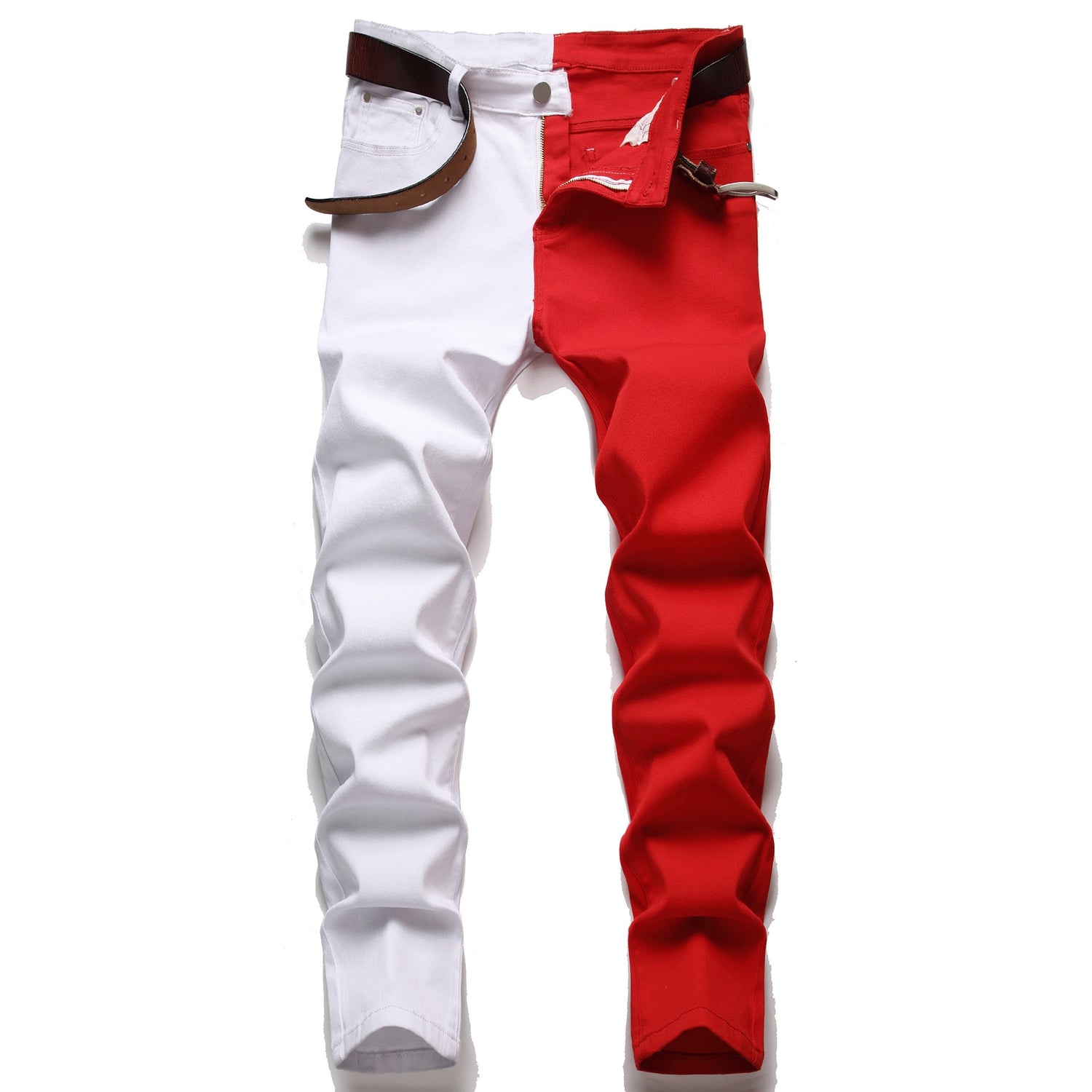 Two-Tone Denim Rockstar Patchwork Different Coloured Party Pants