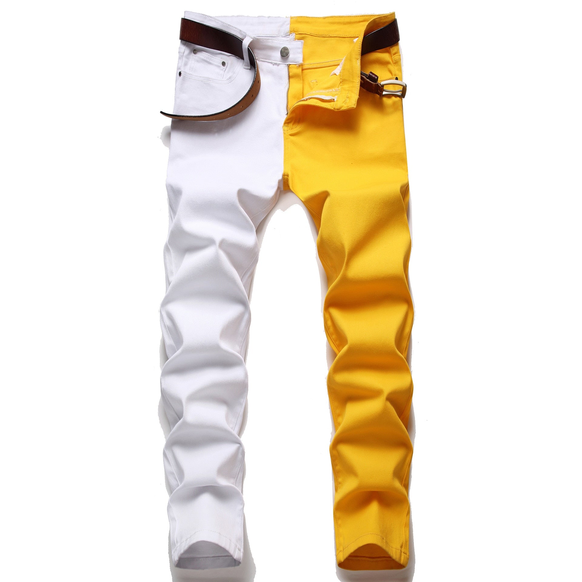 Denim Rockstar Patchwork Different Colour Party Pants Two-Tone