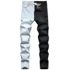 Denim Rockstar Patchwork Different Colour Party Pants Two-Tone