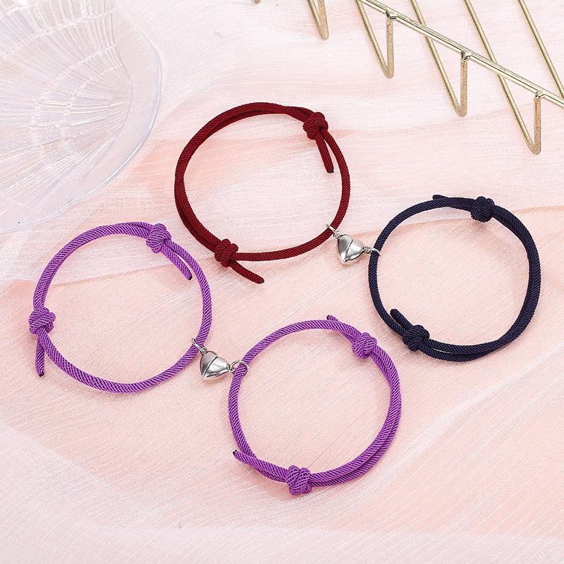 2Pcs Heart Couple Bracelet Set Magnetic Love Matching Magnet