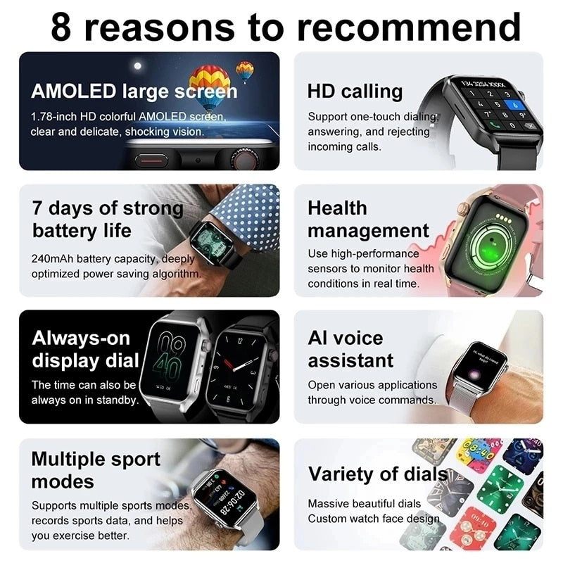 Smart Watch Split-Screen Always On HD Display Ultra Thin